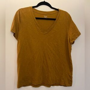Madewell Women's Relaxed V-Neck Cotton Short Sleeve Mustard Tee